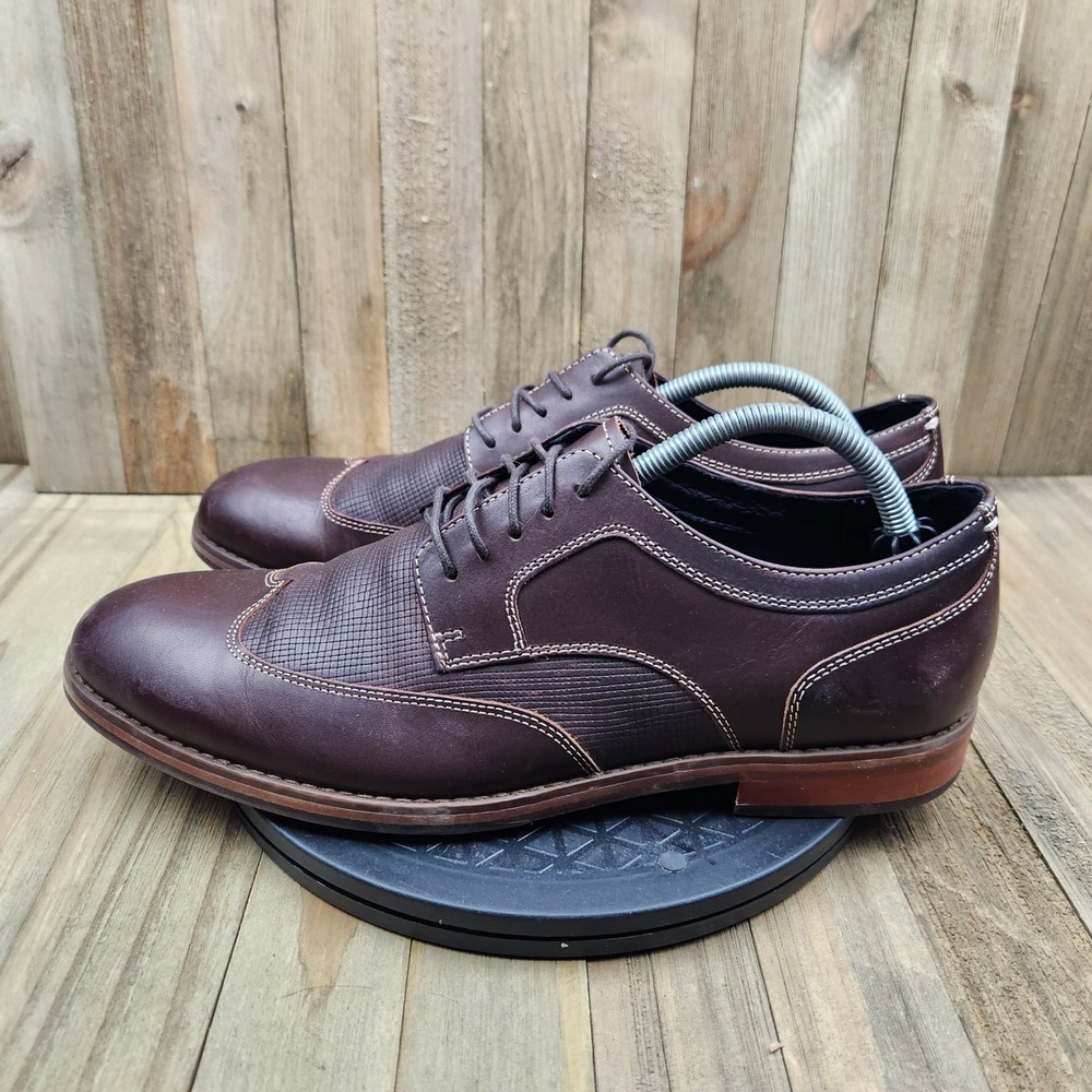 Johnston & Murphy Wingtip Oxford Shoes Mens size 10 Mahogany Leather 59-1264